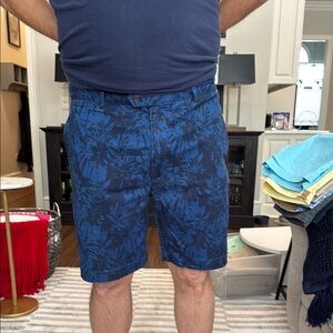 Men's Blue & Black Floral Shorts. 9” inseam. Daniel Crimeux